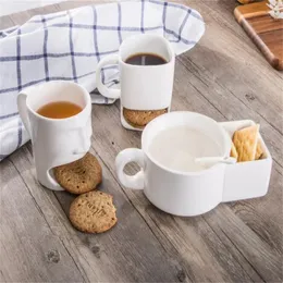 Tasses en céramique tasse à café tasses à biscuits en céramique biscuits à café créatifs lait Dessert tasses à thé tasses de stockage en bas 4 styles