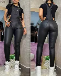 Tute da donna Pagliaccetti Vendita calda 2023 Cinghie sexy Slim Fit Body Un pezzo Uniformi da discoteca Tasche senza maniche Tute di colore puro Pantaloni lunghiL231212