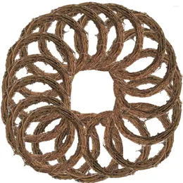 Flores decorativas 16 Uds. Guirnalda de vid de tierra de ratán para hacer guirnaldas anillos de corona uva DIY círculos tejidos a mano de Navidad