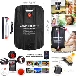 Novos pacotes de mochila 20l saco de chuveiro de acampamento criativo temperatura aquecimento solar portátil dobrável banho ao ar livre saco pvc ajustável torneira do chuveiro