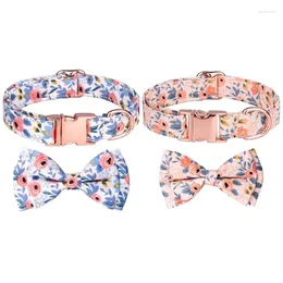 Dog Collars Floral Pattern Bow Tie Collar With Removable Flower Easy To Clean Gift