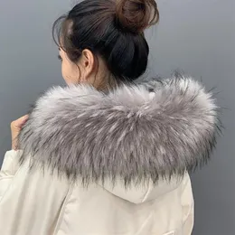 Bufandas de lujo de invierno de imitación de mapache de piel de mapache bufanda mujeres cálidas suaves mullidas accesorios de abrigo falso abrigos y chal155q