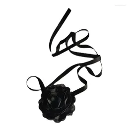 Gargantilha romântica flor colares preto laço pescoço delicado pescoço corrente feminina tendência jóias vintage charme colar