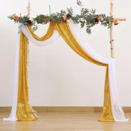 Decoração de festa 2 painéis arco de casamento drapeado tecido sem rugas fácil pendurado para cerimônia interior decoração ao ar livre