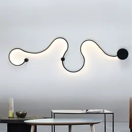 Led cobra lâmpadas de parede moderno e minimalista criativo curva luzes criativo acrílico luz lâmpada nordic cinto arandela para dec215s