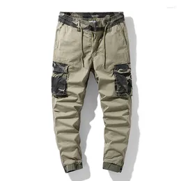 Pantalones para hombres Verano Khaki Camuflaje Impresión Hombres Cargo Casual Suelto Al aire libre Táctico Ejército Multi-Bolsillo Tamaño grande 29-38
