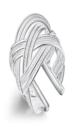 Epacket DHL Plateado anillo de malla grande de plata esterlina DHSR24 Tamaño de EE. UU. Abierto Ajustable unisex 925 placa de plata Anillos de banda joyería 4987707