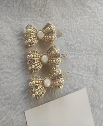 fashion metal hair clips C Classic rhinestone pearls letters design hairpins accessories With paper card5950950