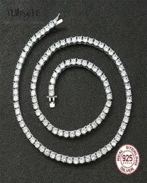 100 Real 925 Sterling Silver 4145515661CM Tennis Necklace 34mm Zircon Chain Unisex Choker Fine Jewelry 2202097494321