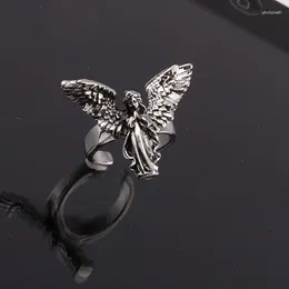 Cluster Rings Coconal Vintage Distressed Angel Silver Color Ring Halloween Punk Hip Hop Couple Party Jewelry Gift Anillos Mujer