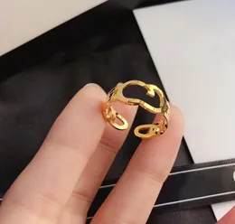 Gold Plated simple Letter Ring designer Fashion Charms Opening adjustment Rings for Wedding Party Vintage Finger Ring Costume Jewe1636015