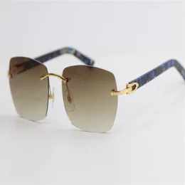 Ganze randlose Marmorplanken-Sonnenbrille 8100905, große quadratische Sonnenbrille, Metallrahmen, einfache Freizeit, geometrische Brillenformen, 259s