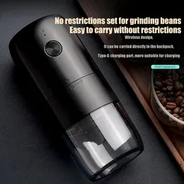 수동 커피 그라인더 전기 커피 빈 그라인더 자동 휴대용 분쇄기 조절 가능한 거친 조잡성 에스프레소에 대한 충전식 231212 이상