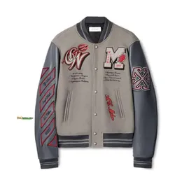 Nowa kurtka AC Milans Coat Heavy Haft haftowa z koralikami Trendowa Kurtka Mandor Casual Sports Baseball Jersey for Men Off White Jacket 926