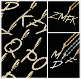 New Fashion Personalized Real Gold Bling Diamond Cursive AZ Initial Letters Custom Name Pendant Necklace DIY Letter Jewelry for C9410337