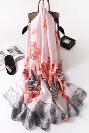 Soft Silk Silk وشاح Femme Hiver Luxe Designer France Irises Print Foulard Ladies Floral Bandana Spring Hijab للنساء بالإضافة إلى حجم 180 سم 6952478