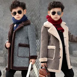 Hoodies Sweatshirts 2023 Autumn Winter Boys Fashion Woolen Plus Velvet Thicked Children s Coats Kids Handsome Jackets Warm Casual Ytterkläder 231211