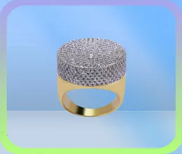 Bague en or Hip Hop pour hommes, bijoux à la mode, bagues en diamant de Simulation de pierres précieuses glacées de haute qualité pour hommes 93522458186560