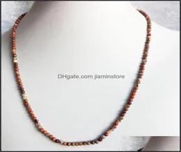 Correntes M Facetada Sangue Vermelho Brecciated Jasper Colar Brilhante Pedra Natural Corrente Chocker Frisado Mãe Filha Colares6925309