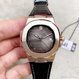 Montre automatique numérique islamique, qualité 40MM, 5711, acier inoxydable 316L, bracelet en cuir, verre saphir, 111309d