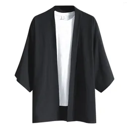 Camicie casual da uomo Camicia estiva maschile Kimono solido Mezza manica Elegante cardigan morbido allentato con spalle scoperte