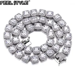 10mm bling is ut kubik zirkoniumarmband halsband geometriska fyrkantiga cz sten tenniskedja för män hip hop kvinnor smycken1276q