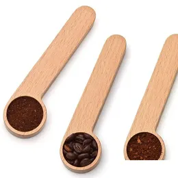 Spoons Spoon Wood Coffee Scoop With Bag Clip Tablespoon Solid Beech Wooden Measuring Scoops Tea Bean Spoons Clips Gift Fy5271 0918 Dro Dhfkv