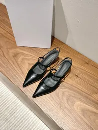 Sandalet totem lüks markalar kadın ayakkabıları gerçek deri siyah roman bayan düz sivri ayaklar çıplak kemer ince pompalar bayanlar