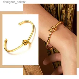 Charm Bracelets Tren Round Circular Open Knot Cuff Bangle Bracelets For Women Elegant GoldColor Jewelry Noeud Armband PulseirasL231214