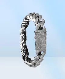 Topgrillz 20 mm losowany mąż na męskiej cyrkon kuszą kubańską bransoletkę bioder biżuterii gęste ciężki materiał miedziany CZ łańcuch bransoletki prezenty J5080061