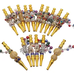 Colorful holder with rhinestones jewelry hookah mouth tips Smoking pipes hookah jewelry metal hookah tips