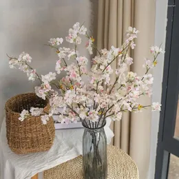 Flores decorativas 2 uds., simulación de seda Artificial falsa, decoración de pared, rama larga, flor de cerezo, 75cm, telón de fondo, accesorios para el hogar
