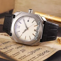 Дешевые новые Octo 41 мм стальной корпус 102207 BGO41WSLD Белый циферблат Швейцарские кварцевые мужские часы Белые кожаные мужские спортивные часы Pure time 12C259d