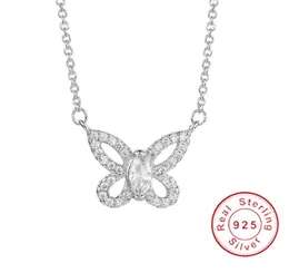 Luxury Butterfly 2ct Marquise Cut SONA stone Pendant Necklace 925 Sterling Silver Unique wedding Fine Jewelry With 45cm Chain3417140