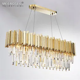 Lampadario di cristallo moderno Luce rotonda Apparecchi di illuminazione di cristallo Cristal Lustri Lampada a sospensione dorata per sala da pranzo Restau292s