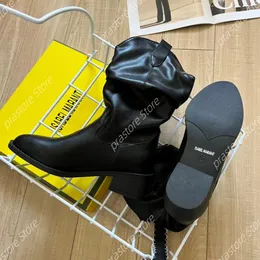 Tornozelo Isabel Botas de salto grosso plissadas botas de cowboy ocidentais feitas à mão Retro Botas ocidentais lazer mocassins tênis sapatos de equitação Zapatos Casuales