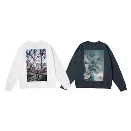 FG Floral Photo Print Round Neck Hoodie Set Trendy High Street Long Sleeved Par Outfit