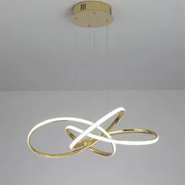Lampade a sospensione moderne a led moderne placcate in oro cromato per sala da pranzo cucina Lampada a sospensione a led 90-260V318t