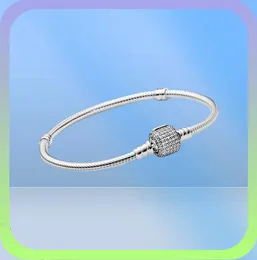 100% Plata de Ley 925, pulsera de cadena con cierre de pavé brillante, ajuste auténtico europeo, dije colgante, moda para mujer, accesorios de joyería de compromiso de boda 5740201