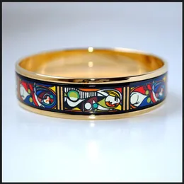 Woman Before a Mirror Series 18K gold-plated enamel bangle bracelet for woman Top quality bracelets bangles width 15 mm Fashion je3122