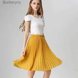 Skirts AUNMOON Women Chiffon Pleated Skirt Vintage High Waist Tutu Skirts Womens Saia Midi Rokken 2023 Summer Style Jupe Femme SkirtL231212