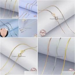 Ketten 100% 925 Sterling Silber 1 mm Schlangenkette Halskette für Frauen / Gold feiner Schmuck Männer 40 cm 45 cm 50 cm 55 cm 60 cm 70 cm Ketten Drop Del Dhwja