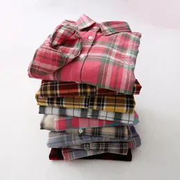 Kadın Bluzları Kadınlar Sonbahar Büyük Boyu M-4XL Zımparalama Flannel Ekose Sıradan Bahar Sıcak Gömlek Üstleri Zımparalanmış Pamuk