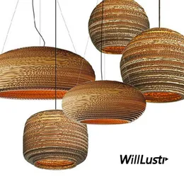 Korrugerad pappershänge Lamp Light El Cafe Bar Restaurant Kitchen Southeast Asian Nordic Handmade Beehive Suspension Hanging L274V