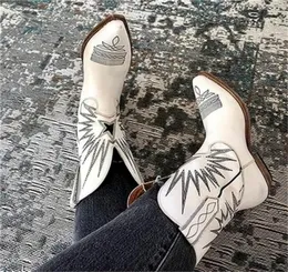 Vinapobo Neue Marke bestickte Western-Cowboystiefel für Damen, quadratische Med-Heels, spitze Zehen, hochwertige kniehohe Stiefel für Damen, Schuh 26166758