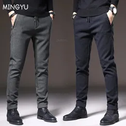 Pantaloni da uomo Mingyu marchio autunno inverno inverno inverno uomini casual uomini spessi lavoro business slim cotone pantaloni grigio grigio maschio plus size 38 231212