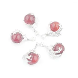 Anhänger Halsketten Natürlicher Roter Achat Stein Drachenklaue Rosenquarz Reiki Chakra Charme Klassischer Modeschmuck 5 Stück TN3116