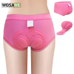 Ciclismo Underwear Wosawe Mulheres Ciclismo Shorts 3D Gel Acolchoado Respirável Roupa Interior Bicicleta Road Bike MTB Shorts Riding Downhill Shorts S-2XL Rosa 231212