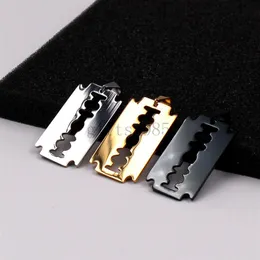 Collana con lama di rasoio Ciondolo in acciaio inossidabile nero dorato argento Scatola da 24 pollici Catena312E