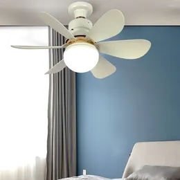 Ventilatori da soffitto con telecomando e luce Ventilatore a baldacchino muto alimentato a 6 foglie per soggiorno Camera da letto Base convertitore E27